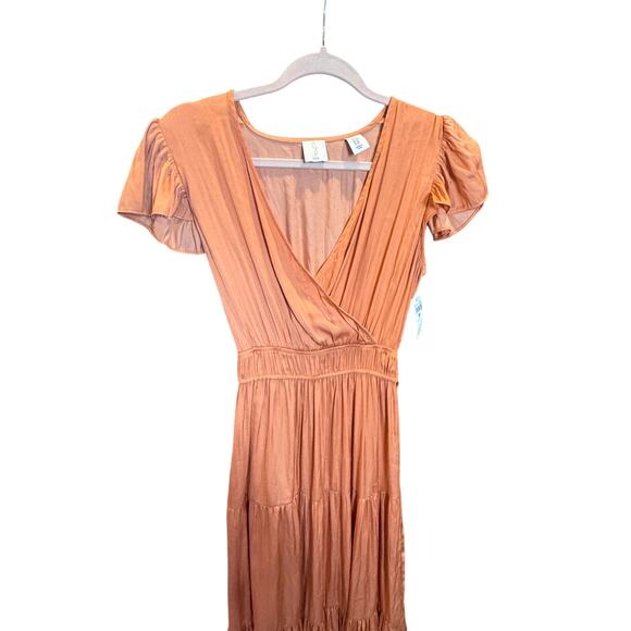 Joie Copper Rose Tiered Maxi Dress Flutter Sleeves Women’s Size Medium NWT - Picture 7 of 12